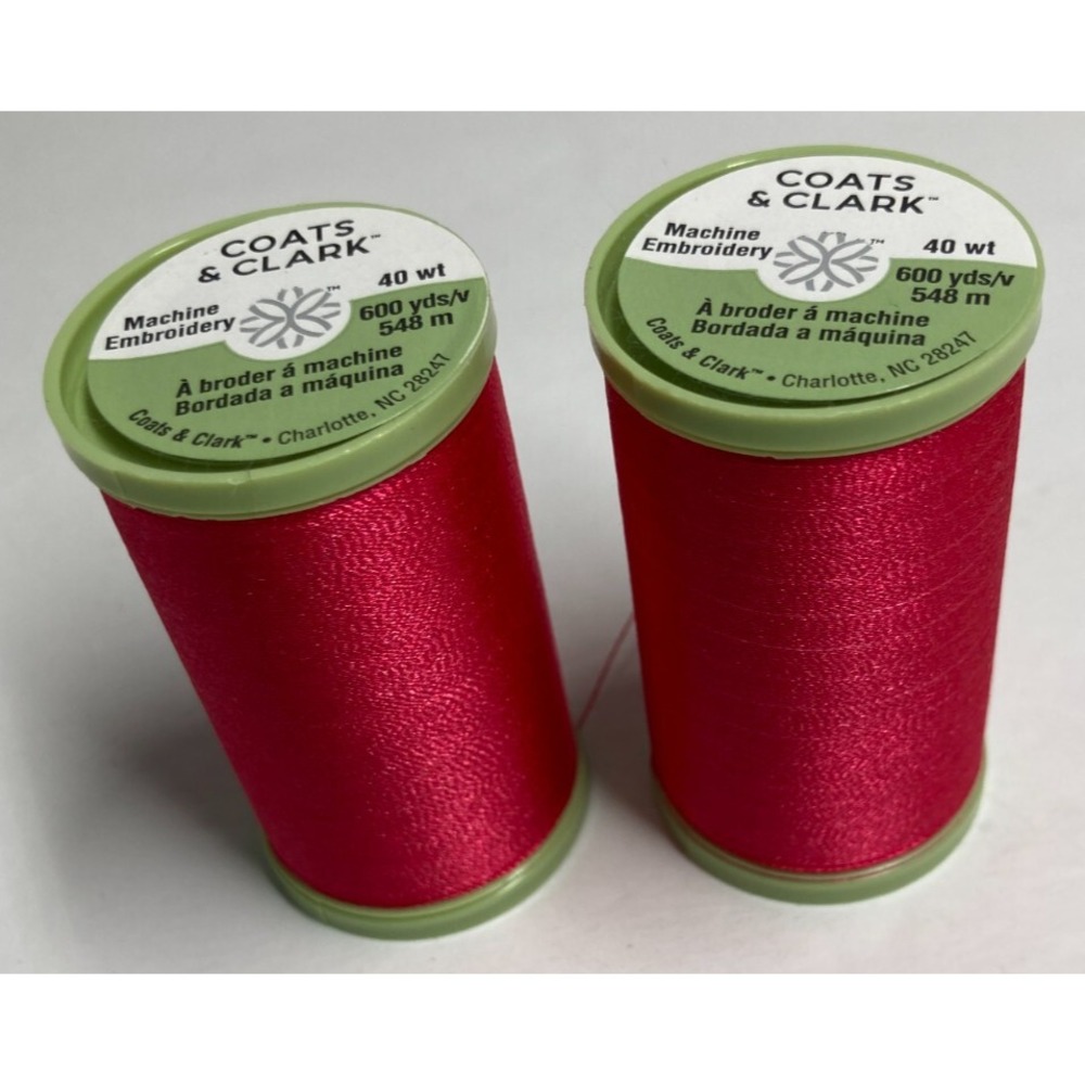 Coats & Clark Thread‎ Pink Machine Embroidery Polyester S965  600 Yds x 2 Spools